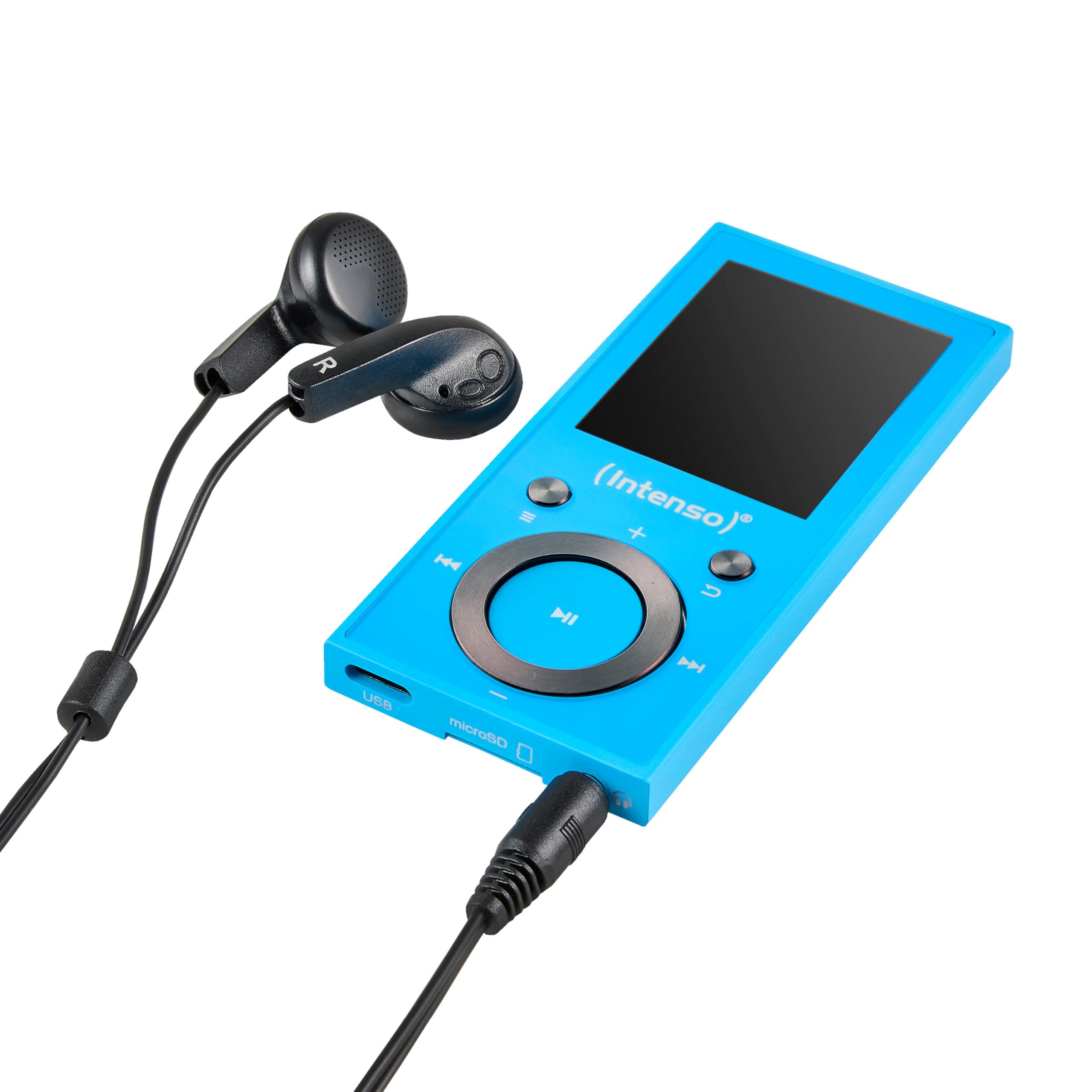 Intenso Video Scooter BT MP3 Player mit Bluetooth 5.0, 1,8 Zoll Farbdisplay, 64 GB microSD, USB-C, bis 18h Akku, inkl. Kopfhörer, blau
