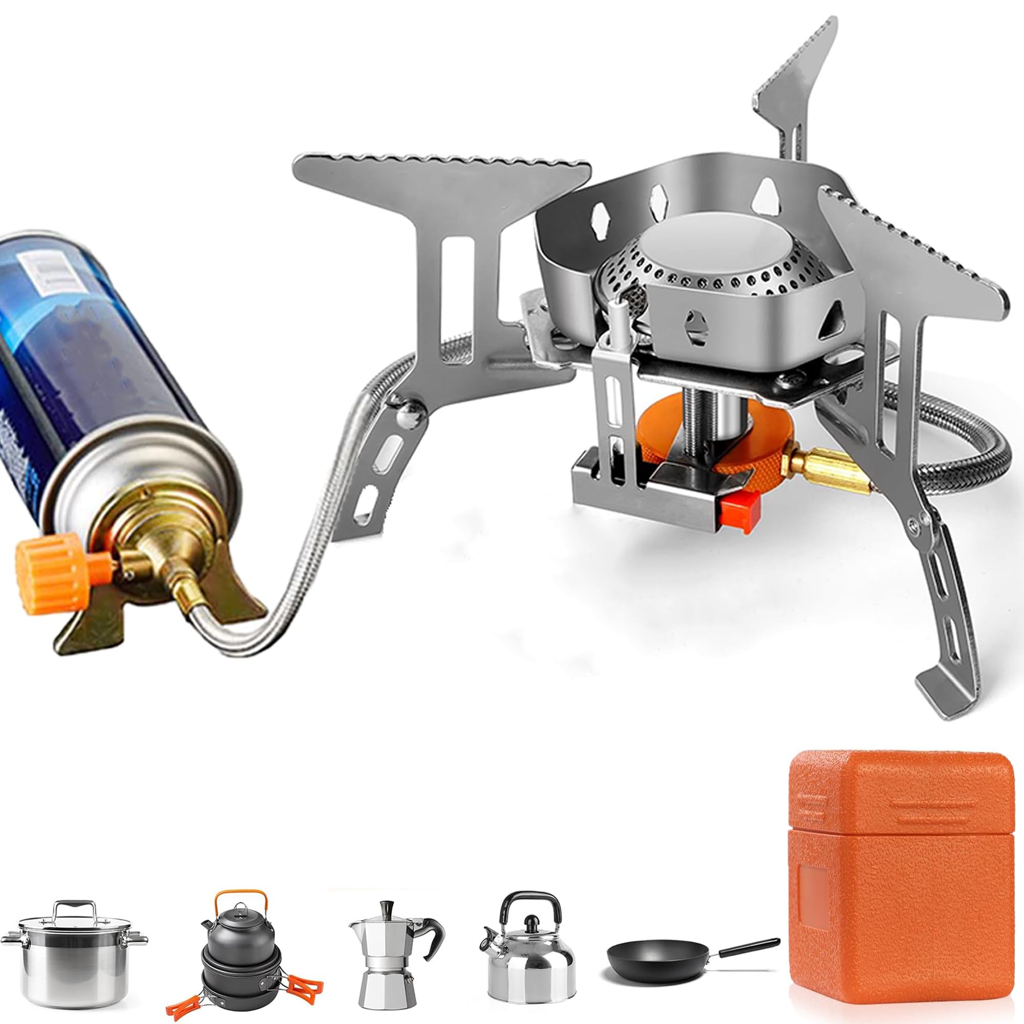 Magnova Portable Cooking Gas Stove, Outdoor Camping Stove With Piezo Ignition, Stainless Steel Compact Folding Butane Gas Stove With Storage Box for BBQ,Hiking,Trekking,Traveling Emergency use stove