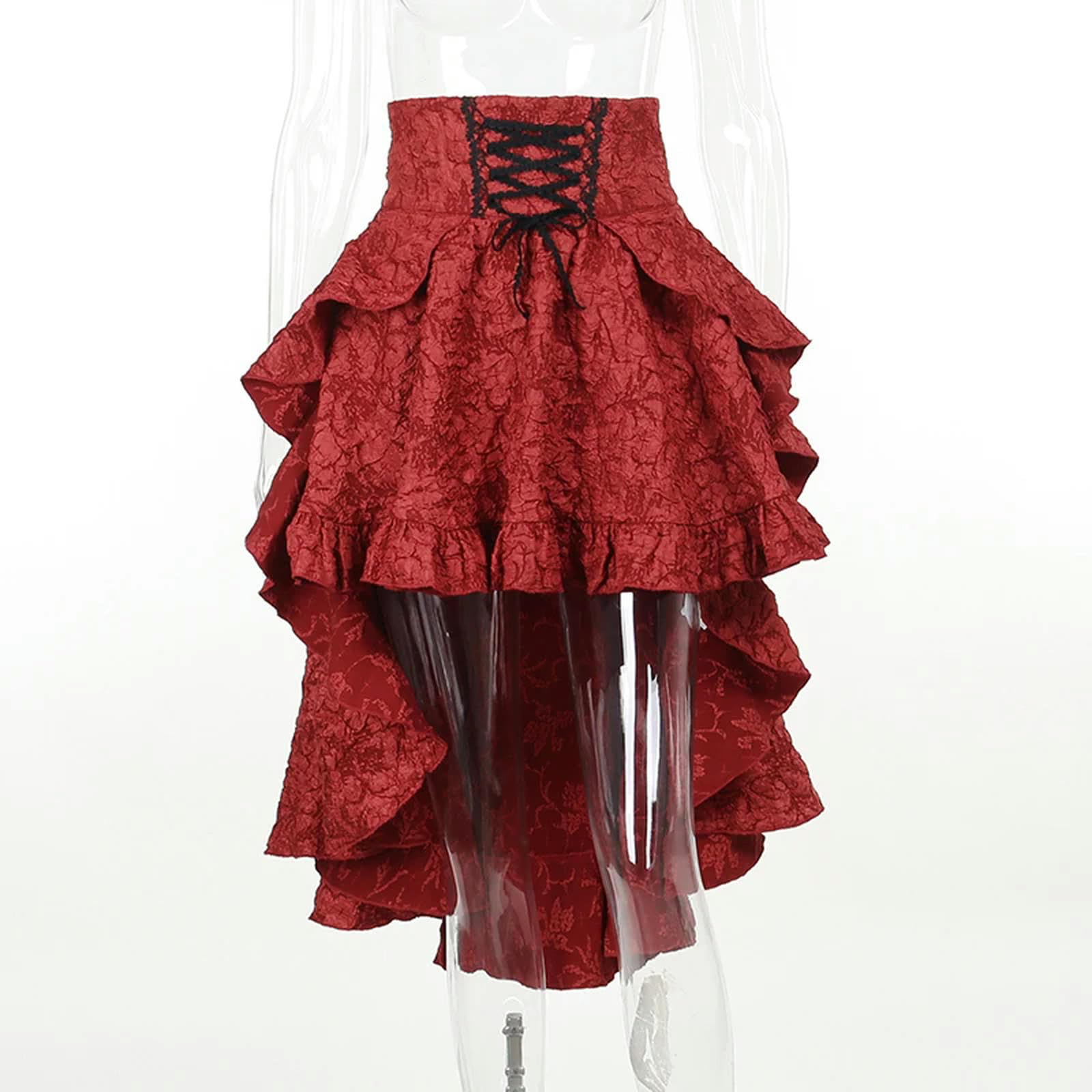 Gonne Gotiche Moda Nera Gonna da Donna Stile Harajuku Punk Goth Dark Streetwear Abbigliamento Femminile - Rosso - S