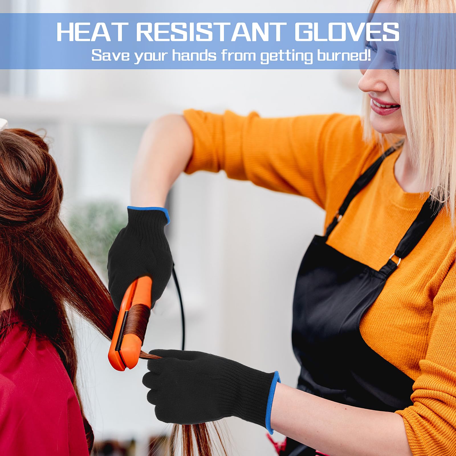 WLLHYF Guantes resistentes al calor para peinar el cabello, bloqueo de calor para rizadores, 2 piezas