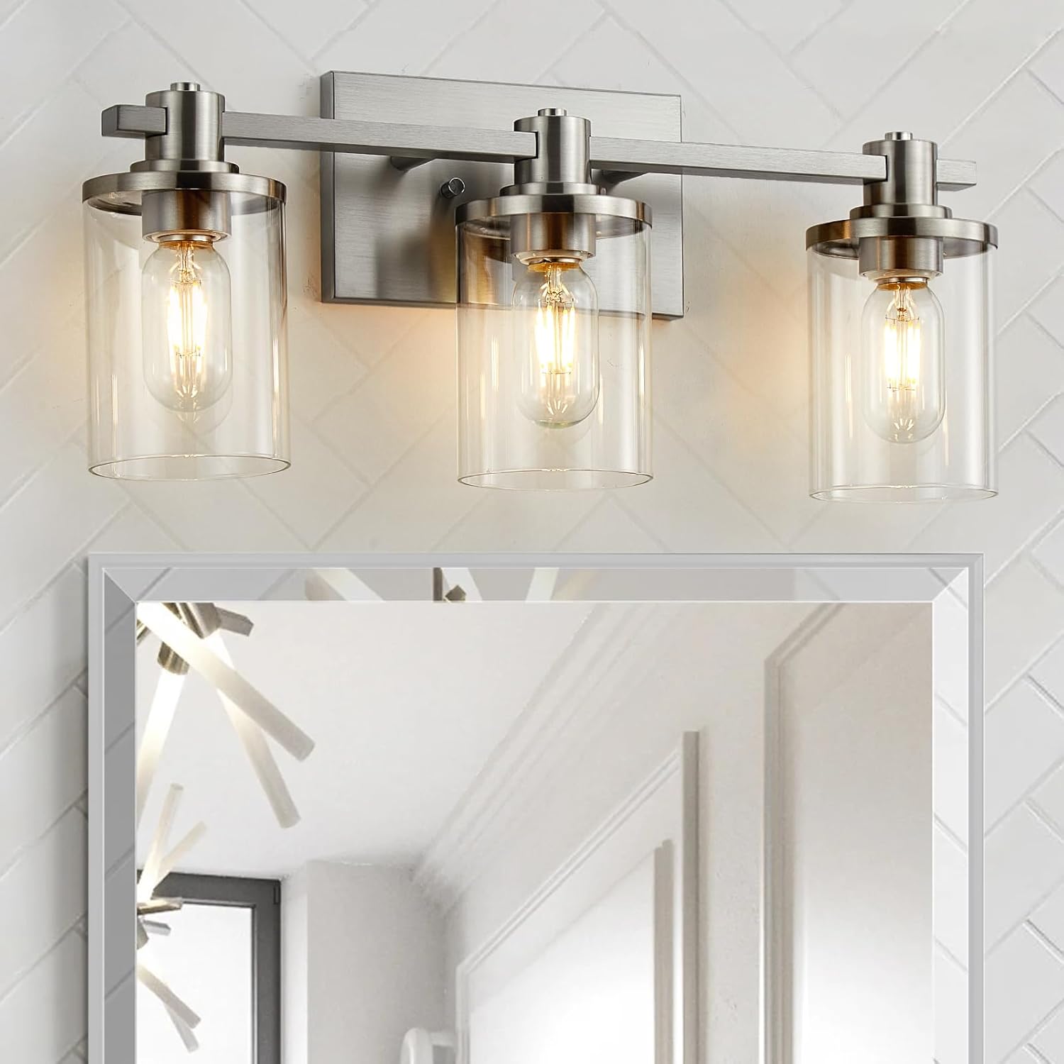 Matte Black 5-Light Bathroom Vanity Fixture with Glass Shades