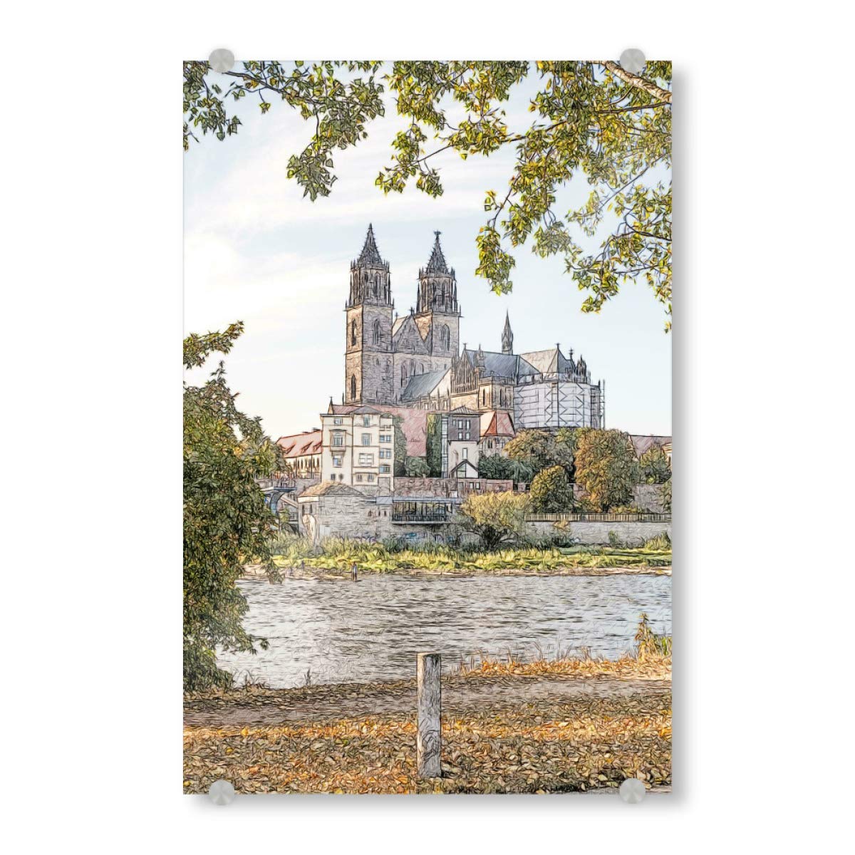 artboxONE Acrylglasbild 45x30 cm Städte Domviertel Magdeburg - Bild magdeburg Architektur Building