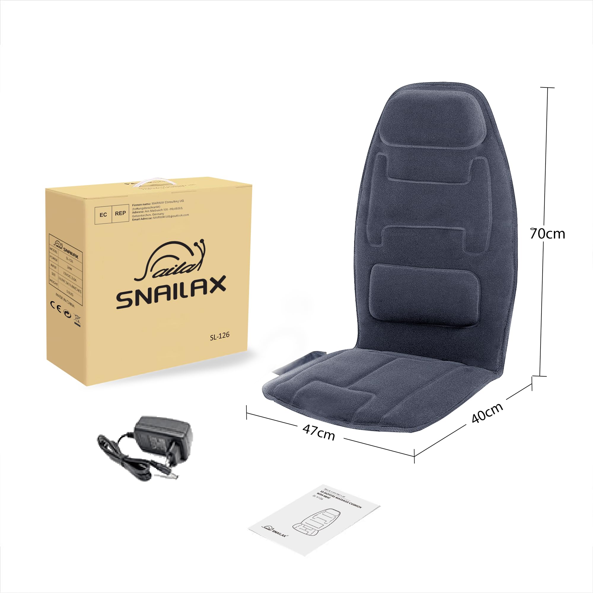 Snailax Asiento de Masaje con Calor, 10 motores de vibración cojin masajeador con vibración para la espalda, cojin masaje para la relajación, masajeador espalda para la oficina en casa, regalos