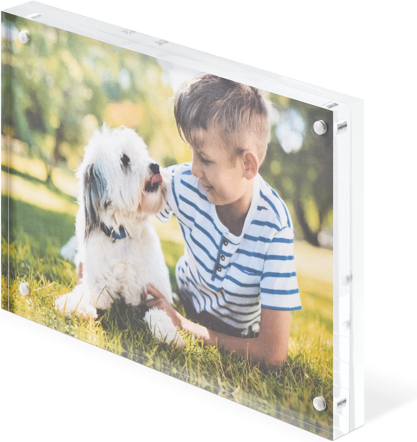 Scribble 7 x 5 Inch Acrylic Photo Frame/Block, Free Standing, Use Horizontally or Vertically