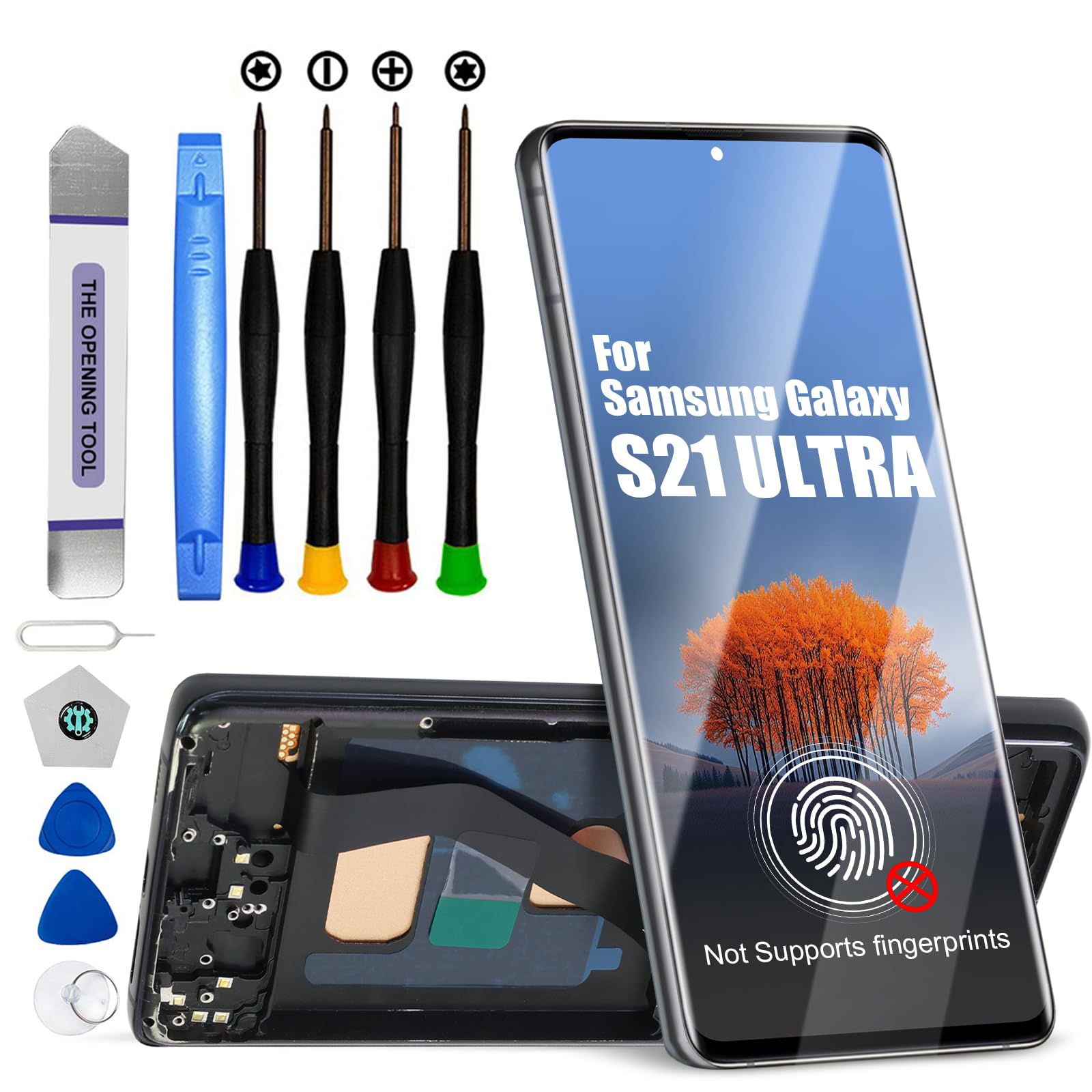 Écran pour Samsung S21 Ultra LCD vitre tactile bloc complet de rechange noir