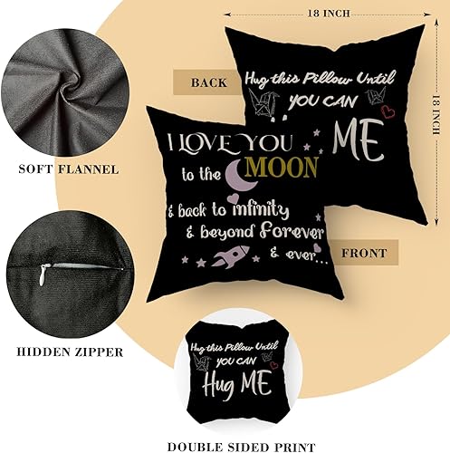 Miniatura 2 de Funda de almohada, abrazo esta almohada hasta que puedas abrazarme, I Love You, funda de almohada de doble cara para la cintura del hogar, 18 x 18