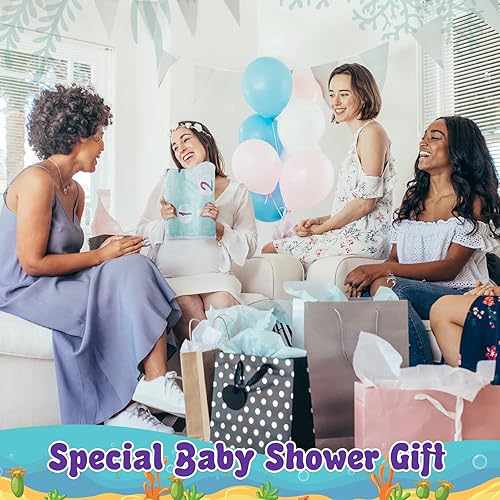 Miniatura 6 de 6 unidades de manta mensual de sirena para bebé, diario, semanal, mensual de vellón con 2 marcos para baby shower, 47 x 39 pulgadas y traje de