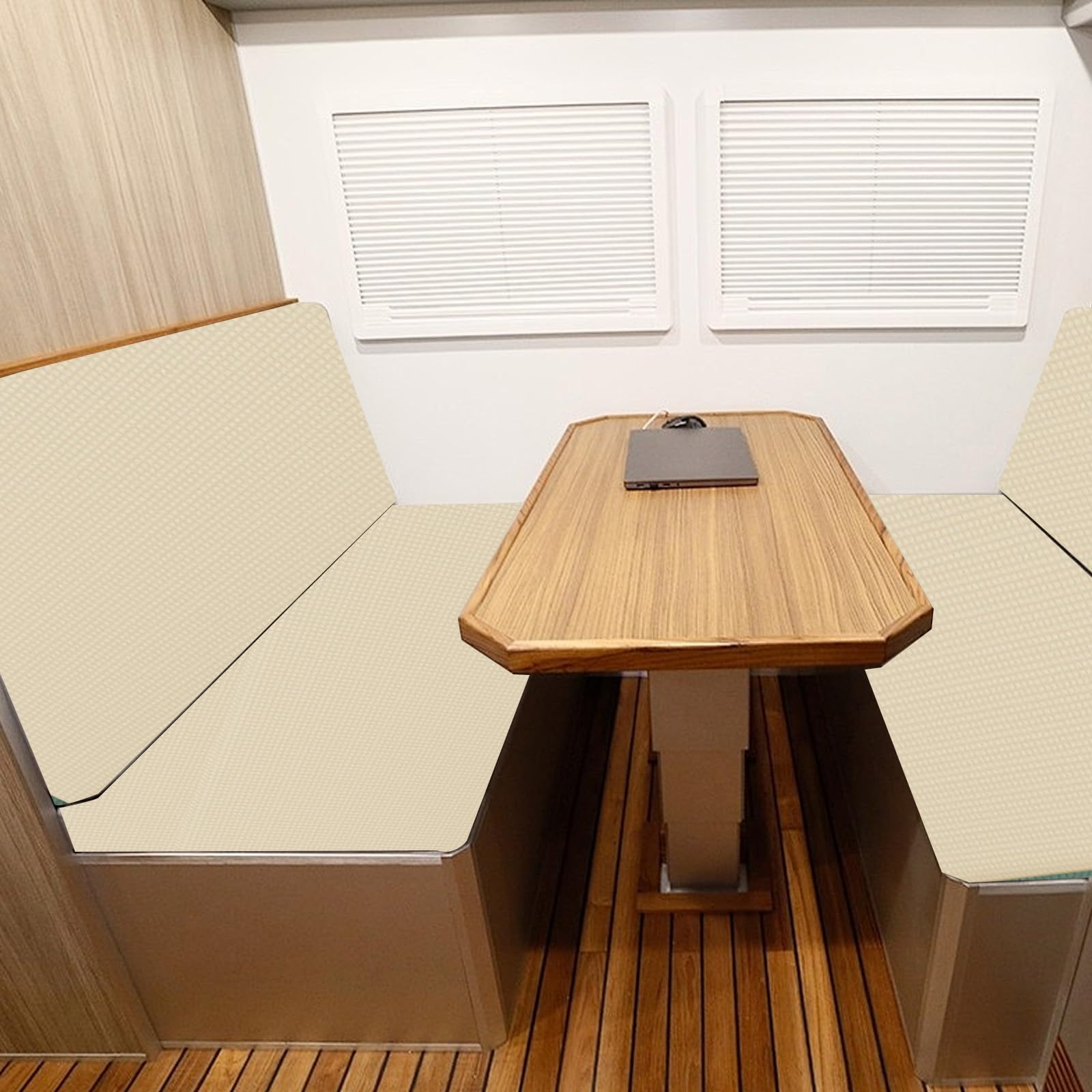 Housse de Coussin de Siège de Caravane 4 Pièces avec Sangle élastique, Housse de Banquette Camping-Car (Blanc Ivoire)