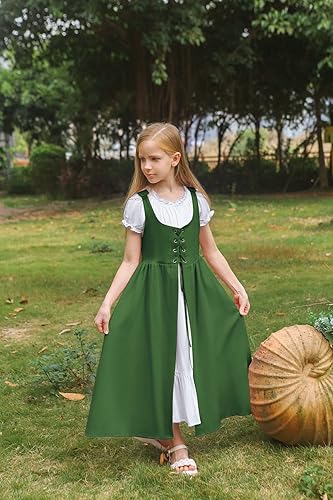 Miniatura 5 de Scarlet Darkness Vestido renacentista medieval acampanado para niñas, conjunto de dos piezas, 7-14 años