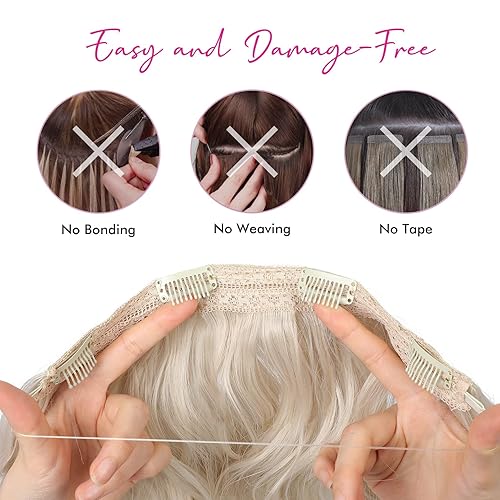 Miniatura 4 de REECHO Extensiones de cabello con alambre invisible con trama de encaje más delgada y suave, tamaño ajustable, clips de seguridad extraíbles en la