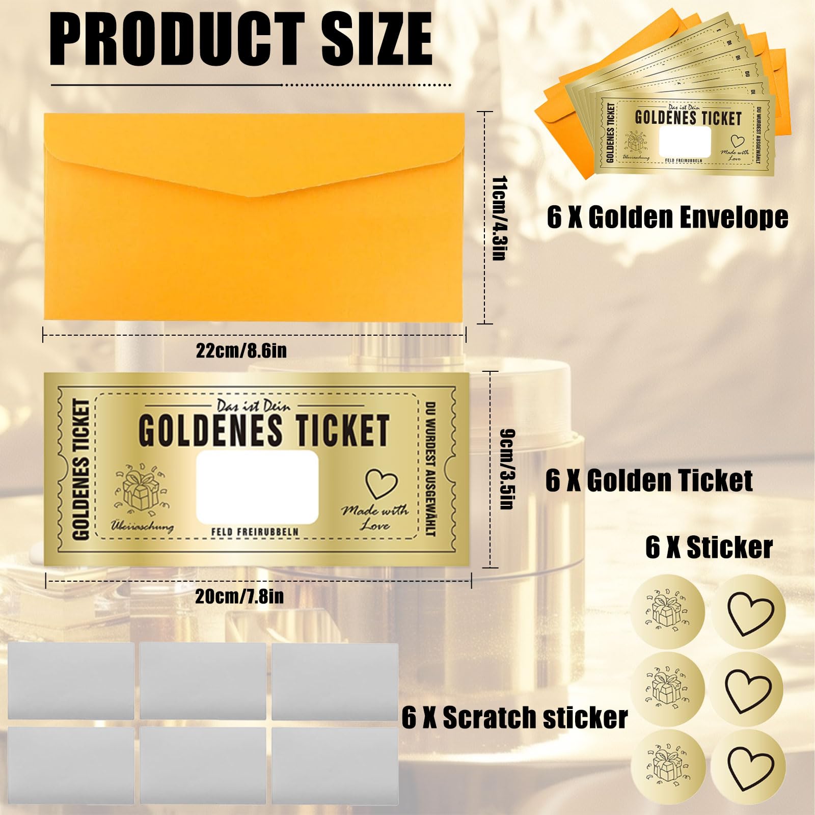 Biglietti Gratta E Vinci D'Oro Per Buoni Regalo Creativi - Set Con 1 Biglietto, Pellicola E Busta, Per Compleanni, Fidanzate, Auguri E Sorprese Personalizzate