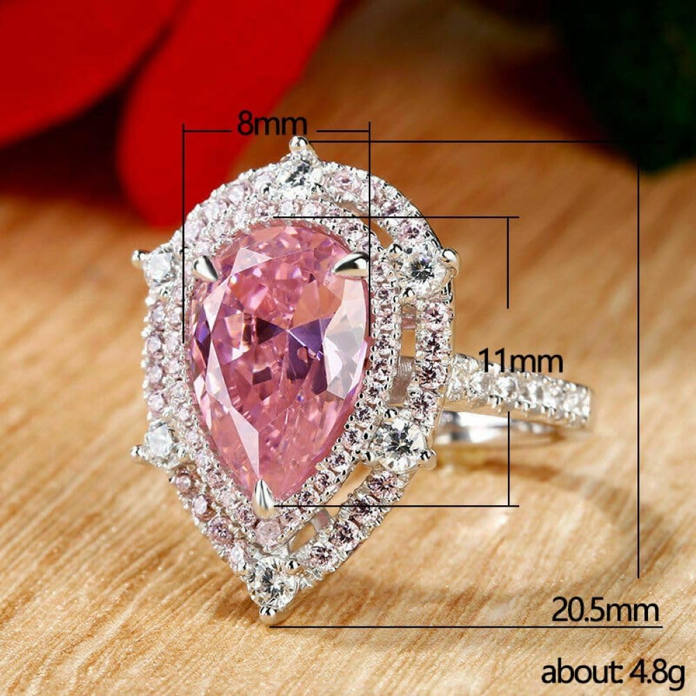 925 Sterling Silver Shiny Pink Drill drop shape Cubic Zirconia Rings Diamond Rings for Women Jewelry Findings Earring Backs Findings - Image 6