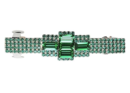Faship Precioso clip de pasador de pelo de cristal verde esmeralda