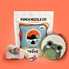 Punch Kit Beginner Level Embroidery Kit Staple Needle Tool Set with Fabric, Sewing Needles, Threads and Circles