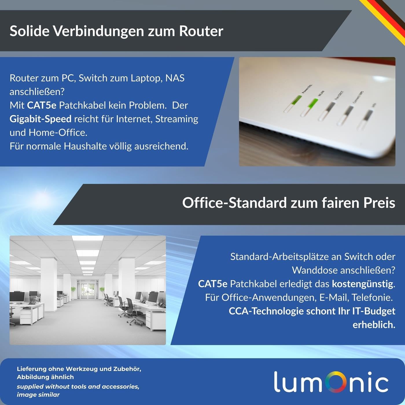 Lumonic LAN Câble de réseau 100m | LAN Câble CAT5e F/UTP | Câble Patch 4x 2x AWG26/7 (échoué) | 100MHz Gigabit Ethernet