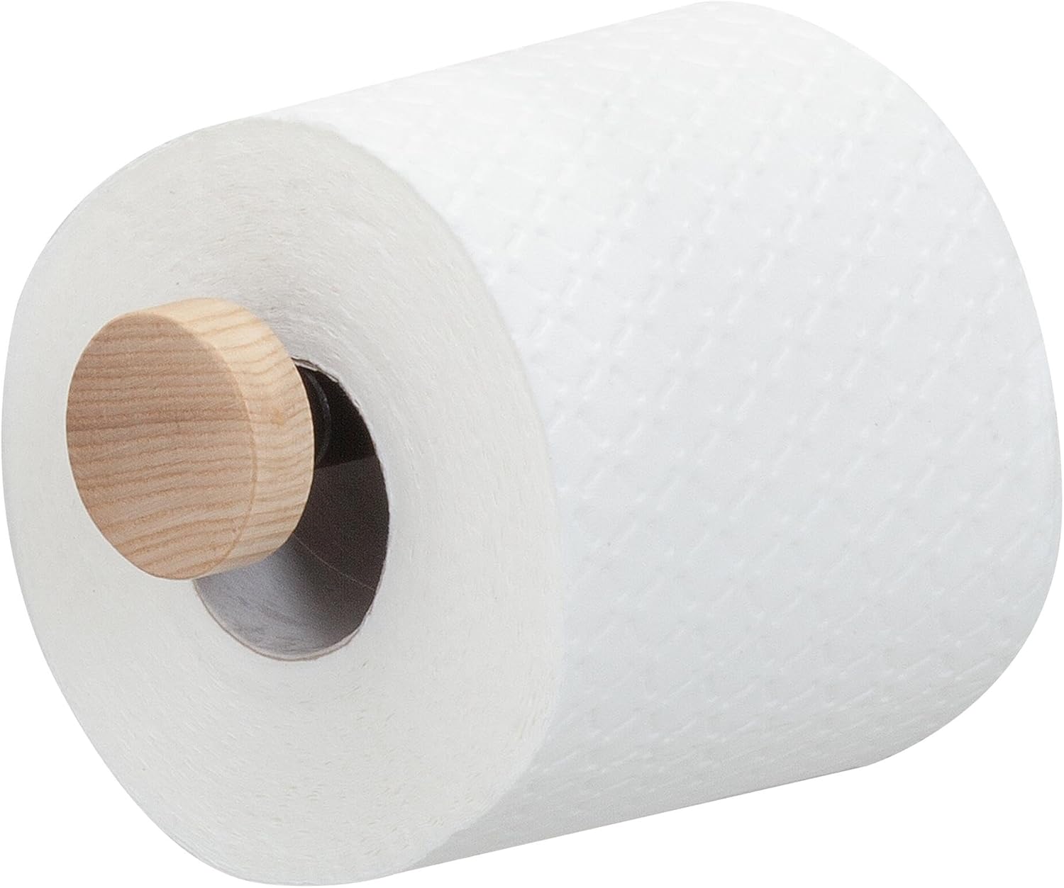 Tiger Sem Spare Roll Holder, Toilet Roll Holder for Storing One Spare Roll Toilet Paper, Wall Mounted, Combination of Stainless Steel and Wood, Colour: Black/Oak