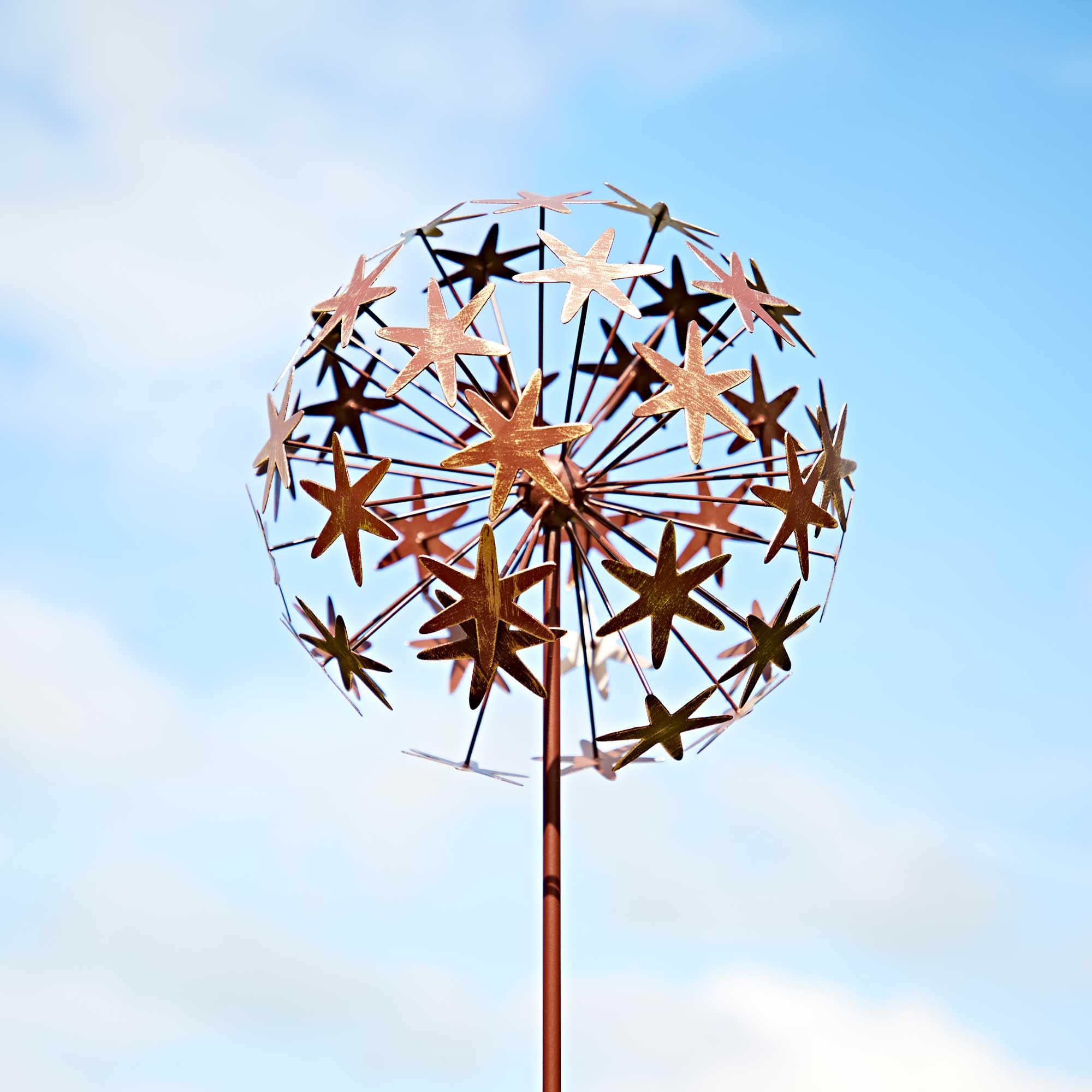 Paper High Copper Metal Allium Flower Garden Stake Decoration - Outdoor Decoration - Metal Sculpture - Garden Accessory - For The Garden - Flowerbed Décor