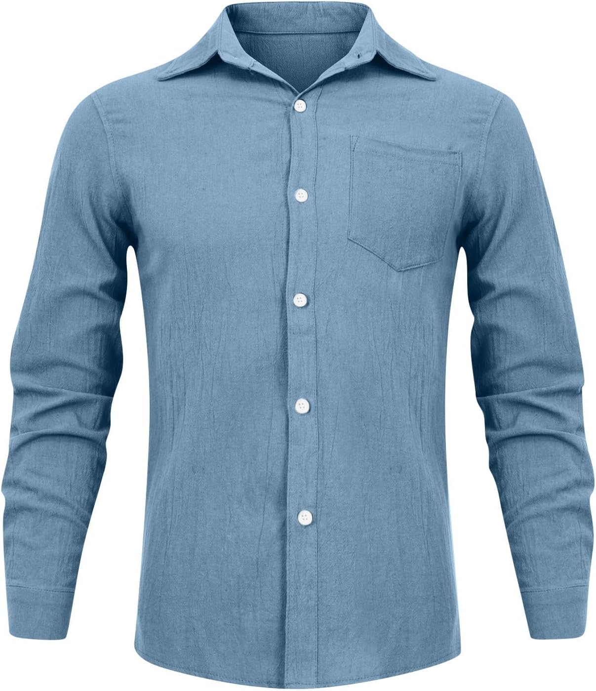 Ymosrh Men's Long Sleeve Distressed Button Up Shirt Casual Formal Wedding Work Dress Shirts with Pocket