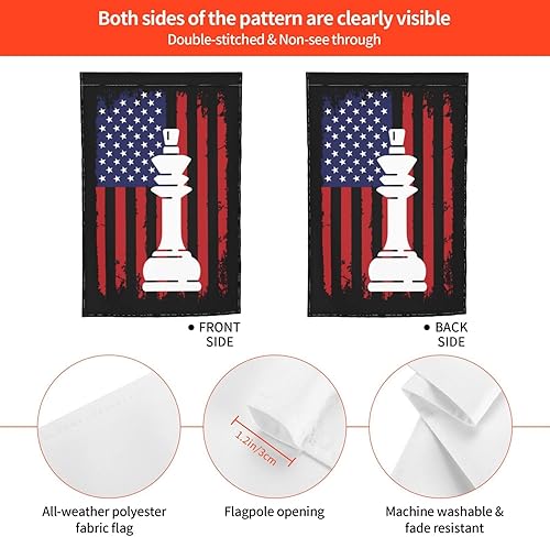 Miniatura 6 de Bandera estadounidense de ajedrez para jardín, 12 x 18 pulgadas, decoración de patio al aire libre, bandera de jardín de doble cara para patio,