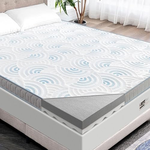 BedStory Memory Foam Mattress Topper Full Size 3 Inch, Bamboo Charcoal & Gel Infused Cooling Foam Double Bed Topper with Fitted Cover for Better Sleep