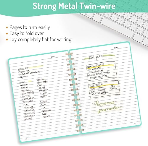 Vista 17 de Forvencer Cuaderno rayado en espiral con 300 páginas numeradas, diarios gruesos A5 para escribir con papel de 3.53 oz/m², cuadernos de tapa dura