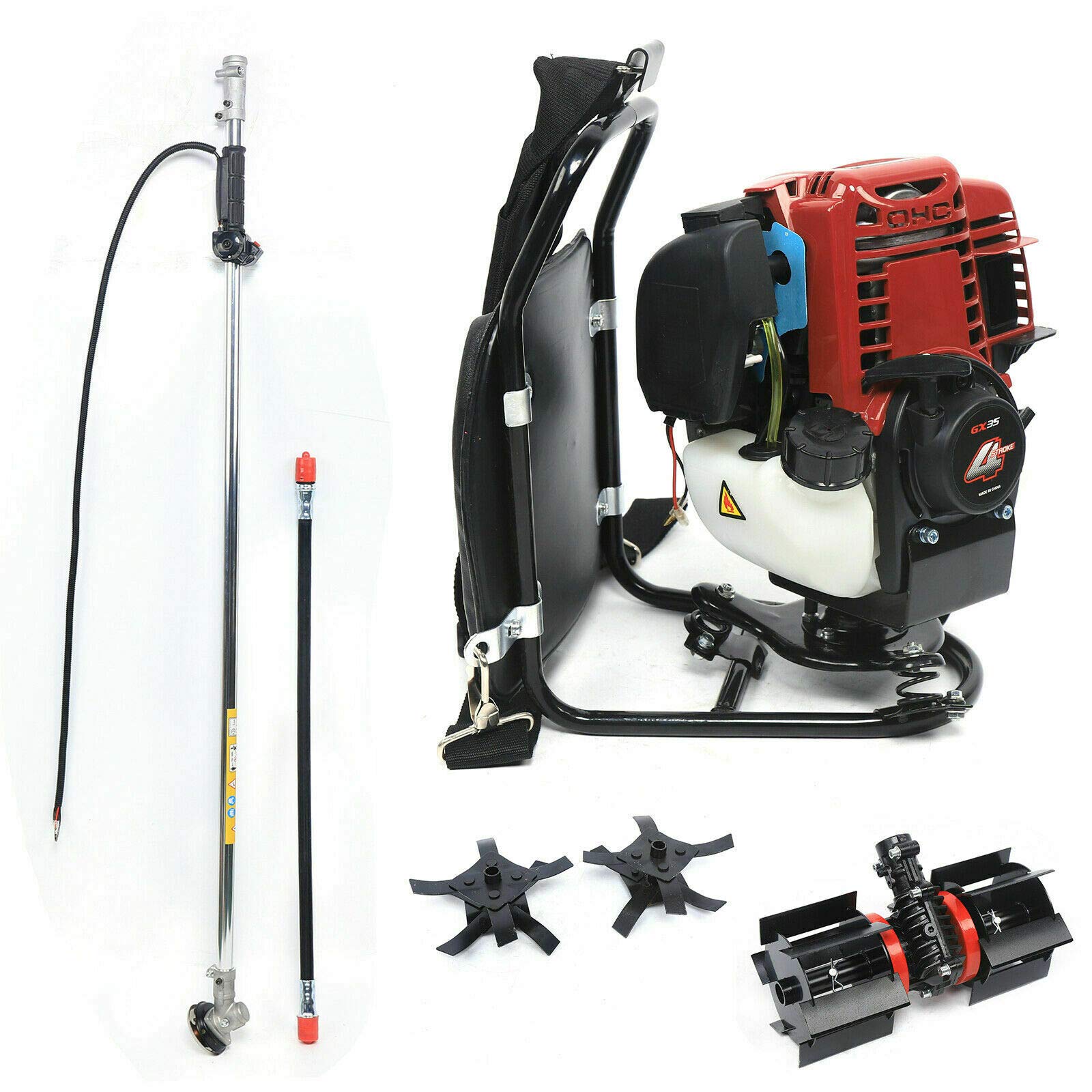 Desbrozadora de gasolina para la espalda, 1,4 HP, con motor de 4 tiempos, multifunción, 1 kW, desbrozadora