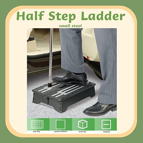 Miniatura 2 de Meisuk Taburete plegable con asa plegable para interiores y exteriores plegable y encoge libremente taburete plegable pequeño portátil de 5 pulgadas