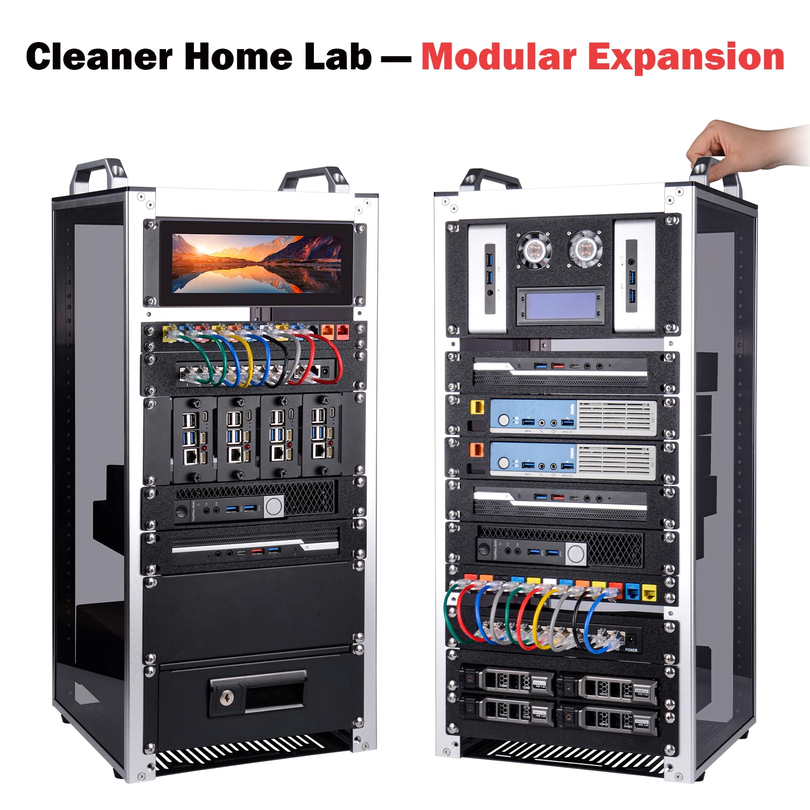 GeeekPi Gabinete de Servidor 12U de 10 Pulgadas para Equipos de Red, servidores, Audio y vídeo, gabinete de Servidor DeskPi RackMate T2