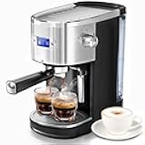 20 Bar Espresso Machine Semi-Automatic, Professional Coffee Maker with Milk Frother Steam Wand & 45OZ Removable Water Tank, Home Barista System for Cappuccino, Latte, Americano-Stainless Steel