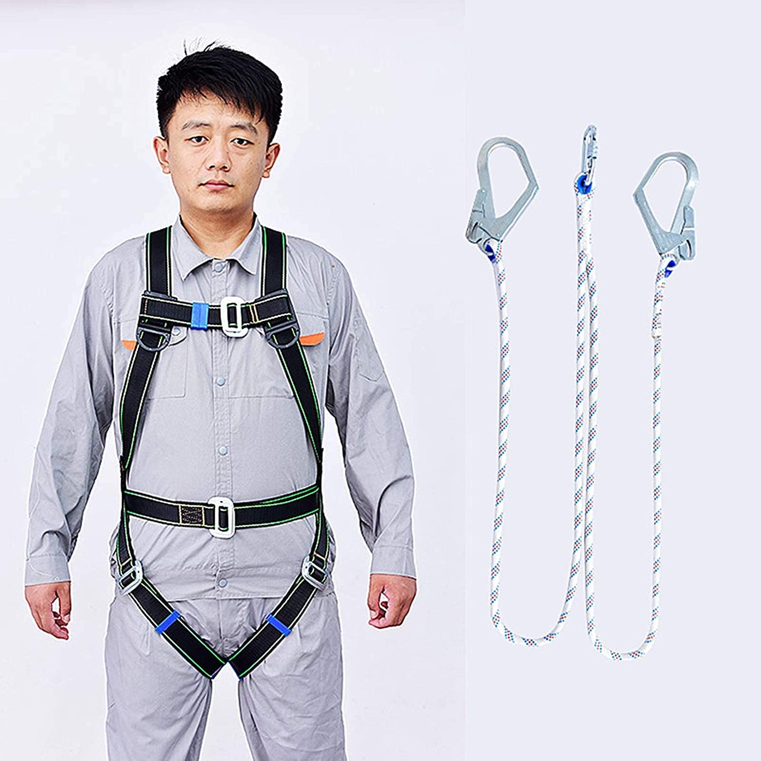 Kit de protección contra caídas SSSS, arnés de Seguridad Personal anticaídas con Gancho para protección contra caídas de Cuerpo Entero (C) (A) (B)