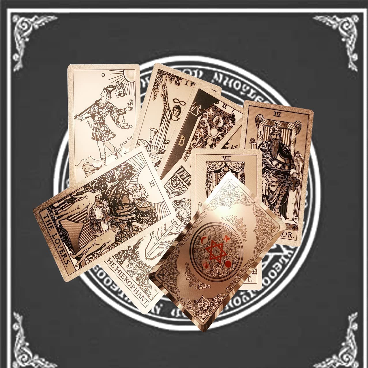 Jeu de cartes de tarot avec guide (français non garanti), cartes de tarot en PVC imperméable, outil de divination pour débutants et lecteurs experts (or rose)