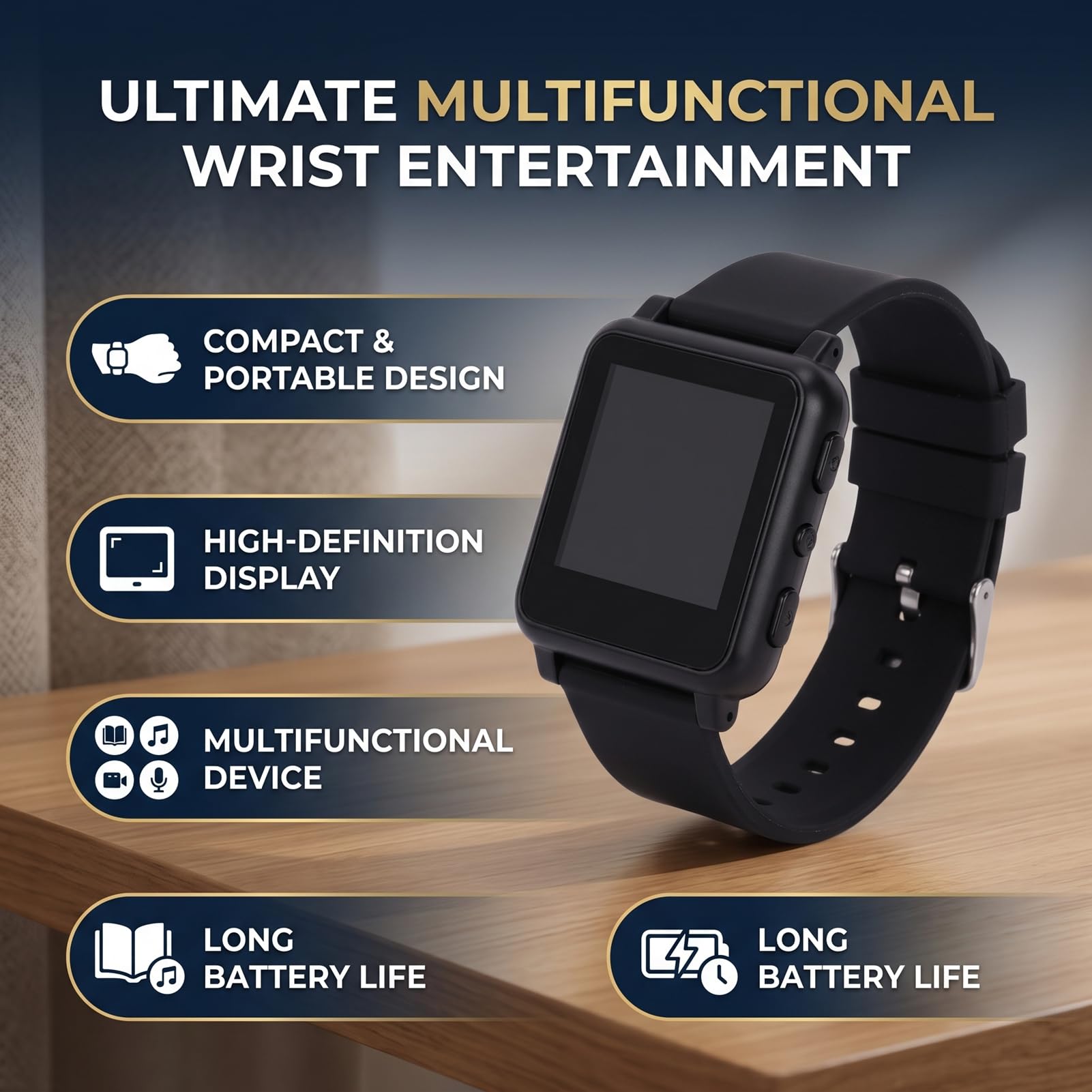 Cryfokt Reloj con Pantalla HD de 8 GB, Reloj sin Pantalla Táctil, Temas Personalizables, for Uso Diario