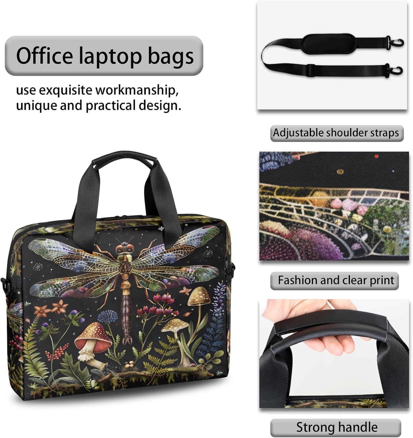 Laptop Bag Bohemian Mandala Laptop Satchel Briefcase Adjustable Shoulder Carrying for MacBook Pro 16 In