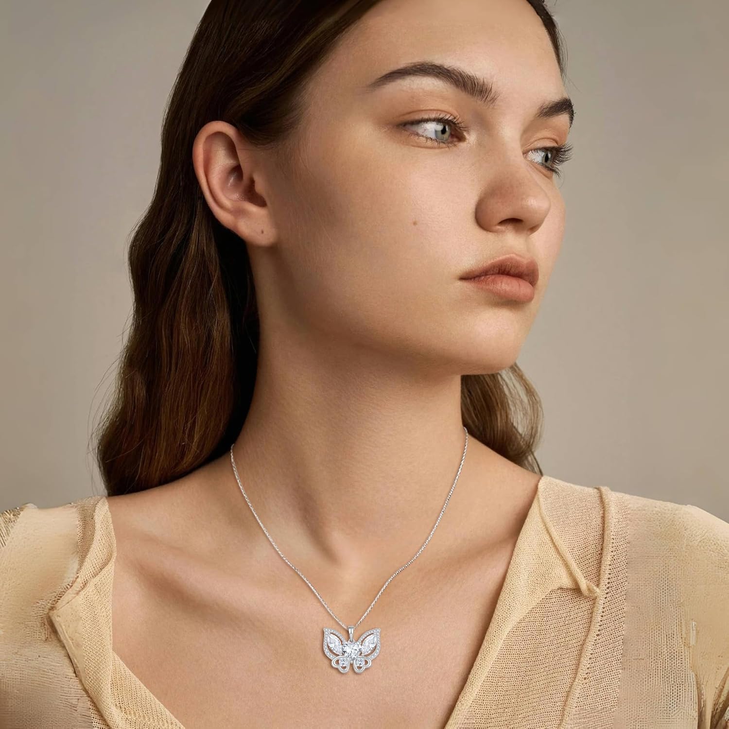 Butterfly Pendant Necklace 925 Sterling Silver Birthstone Jewelry Gifts for Women - Image 3