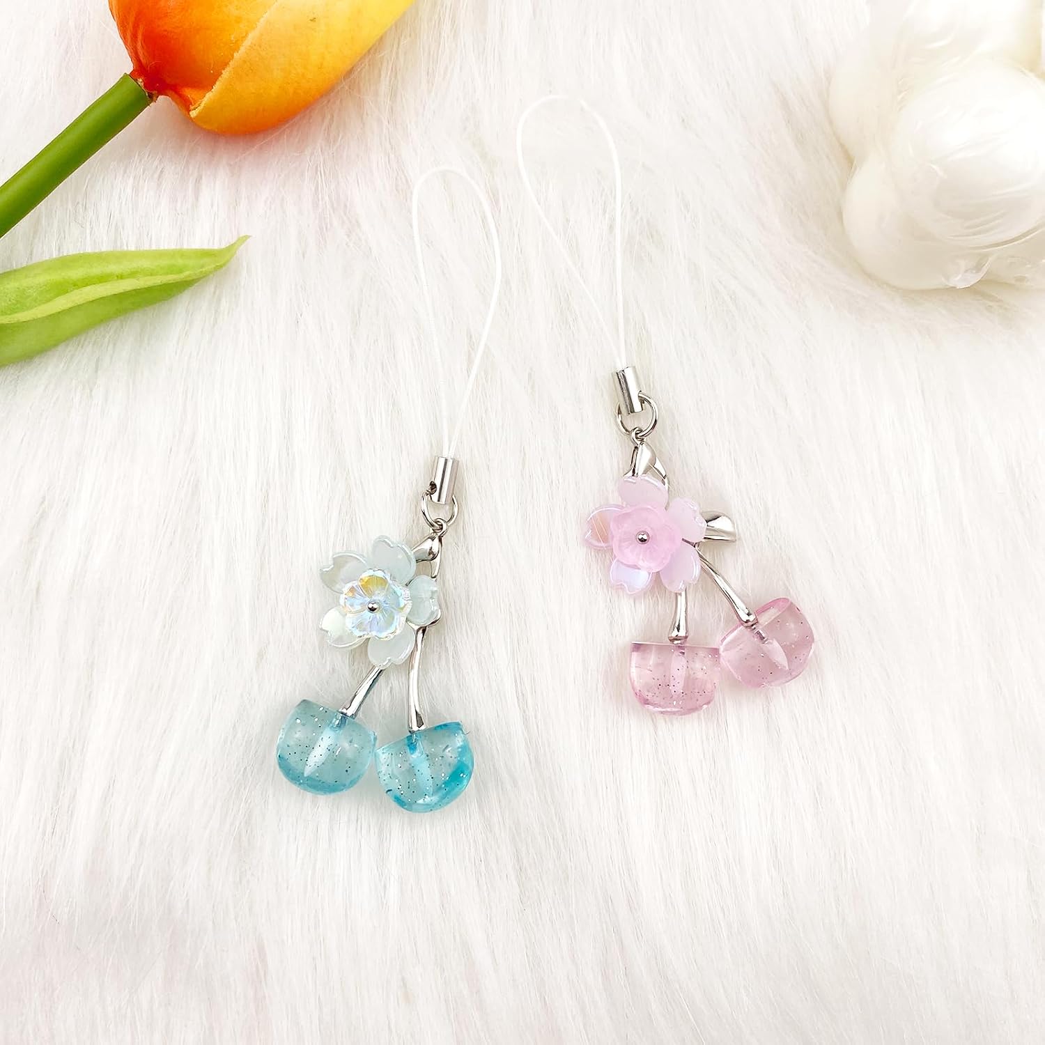 Cute Phone Charm Y2K Cell Phone Charms Aesthetic Pink Bow Keychain Star Accessories for Cellphone Airpods Camera Pendants Decor image 2