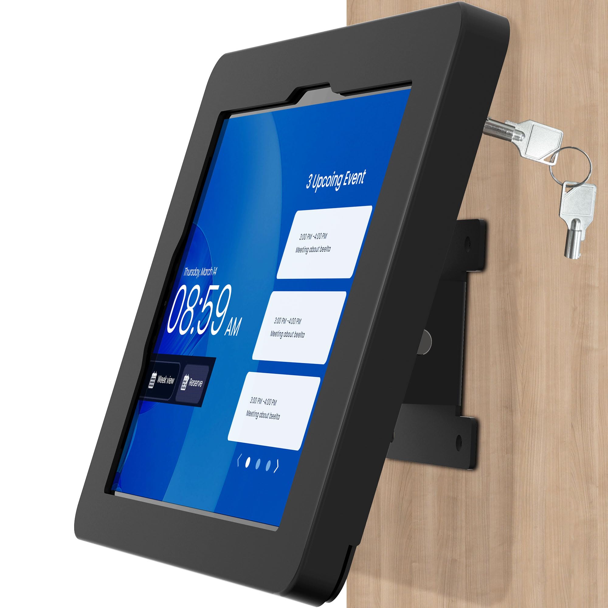BOX IT Design ProLine Tablethouder - Wandhouder met Schroefslot voor iPad 10.2 inch/iPad Pro 10.5 inch/iPad Air 3 - Aluminium Constructie - Anti-diefstal - Zwart