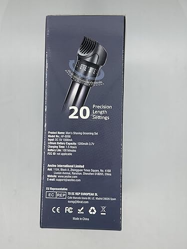 Miniatura 10 de Cortadora de barba para hombres, maquinillas de afeitar eléctricas y cortapelos, esfera de precisión ajustable, 20 ajustes, kit de afeitado todo en