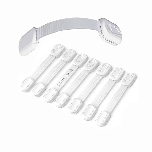 8 Pack Child Safety Cabinet Locks, Adjustable Strap Locks, Baby