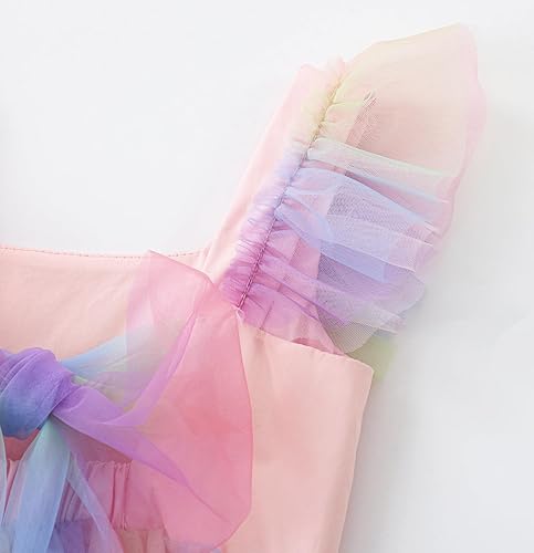 Miniatura 4 de Vestido tutú para niñas pequeñas, con mangas con vuelo, sin mangas, vestido de tul de princesa, vestido de fiesta vintage para niñas pequeñas