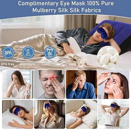 Miniatura 4 de TheClover Almohada de cuña inflable almohada de pierna con máscara para dormir, almohadas de elevación de piernas para después de la cirugía, cuña