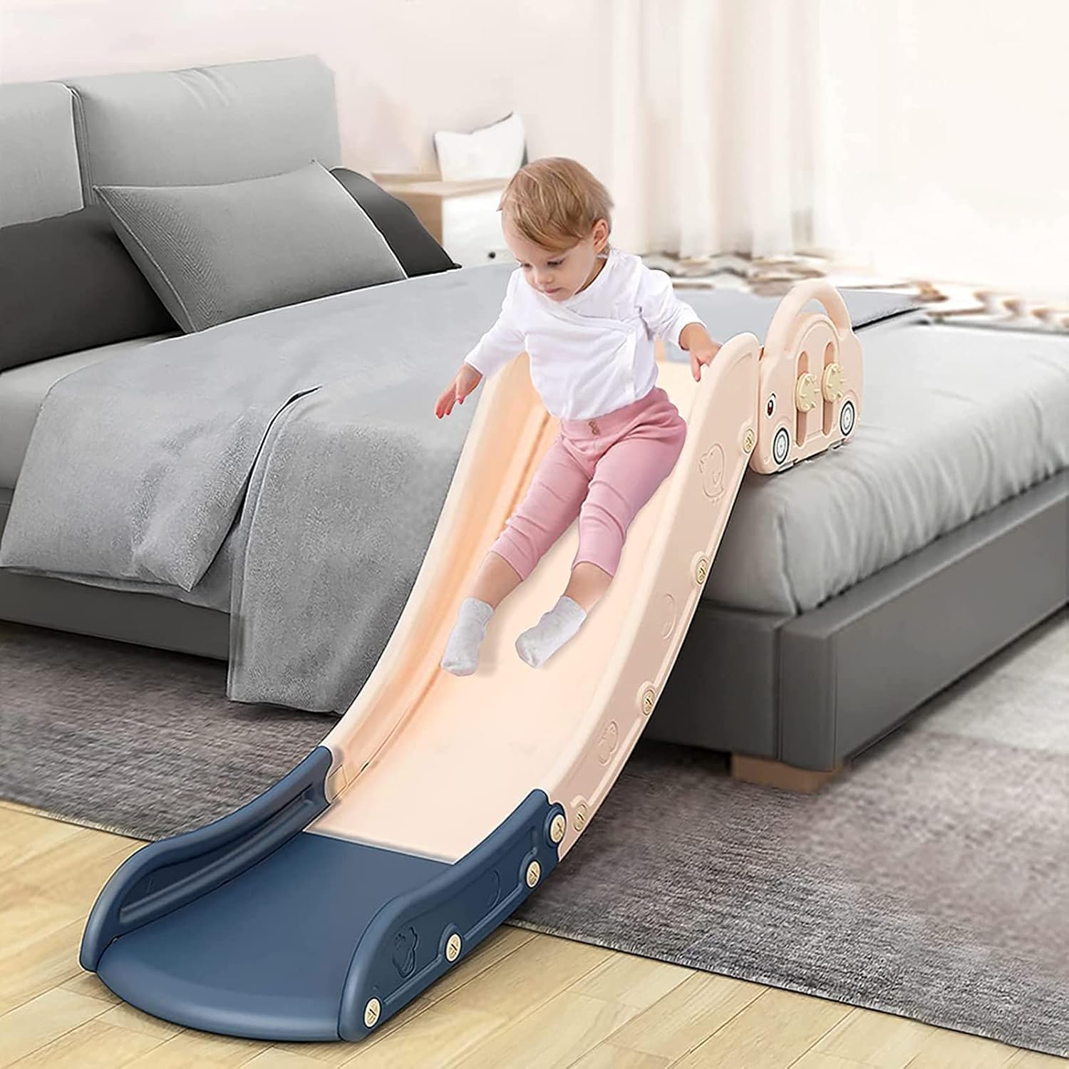 Kids Sofa Slide, Indoor Play Toy for Toddlers(Pink + Blue)