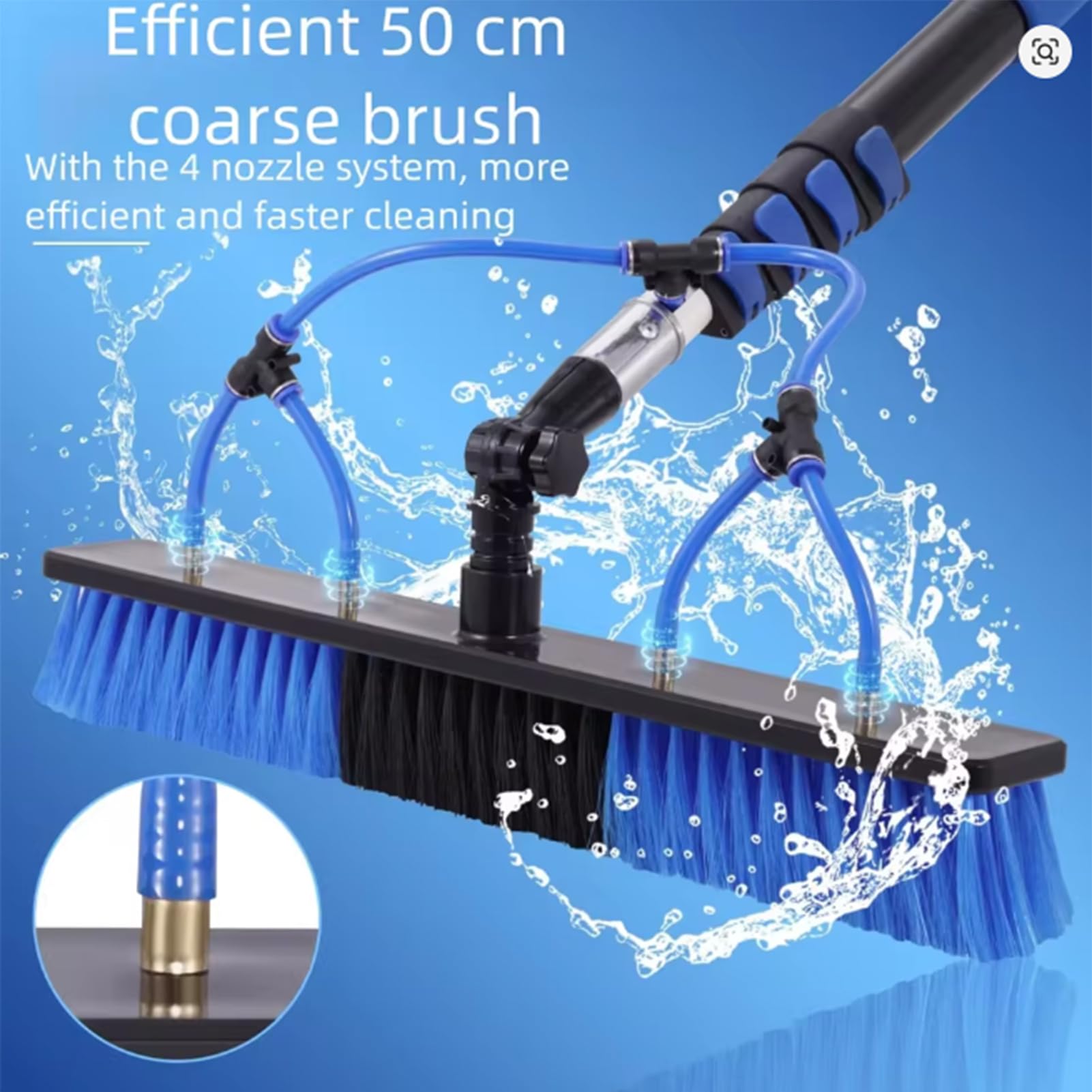 Cepillo De Limpieza Para Paneles Solares Alimentado por Agua Ligero | Cepillo Solar Telescópico de 5 m con Dosificador de Jabón y Manguera de Agua de 10 m Para Ventana Techo Parabrisas