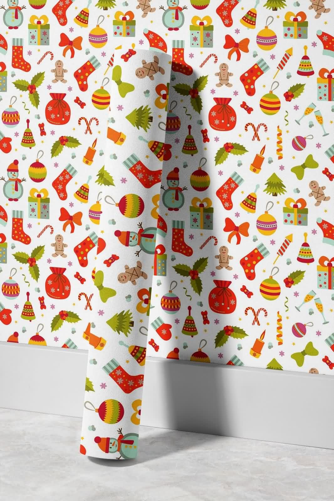 Papel pintado para baño, forro para cajones de cocina, Navidad