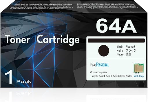 GORLENKE 64A Black Toner Cartridge with Chip 1-Pack, 11,000 Pages, Compatible with HP LaserJet P4014, P4015n, P4515n Series and Excellent Value