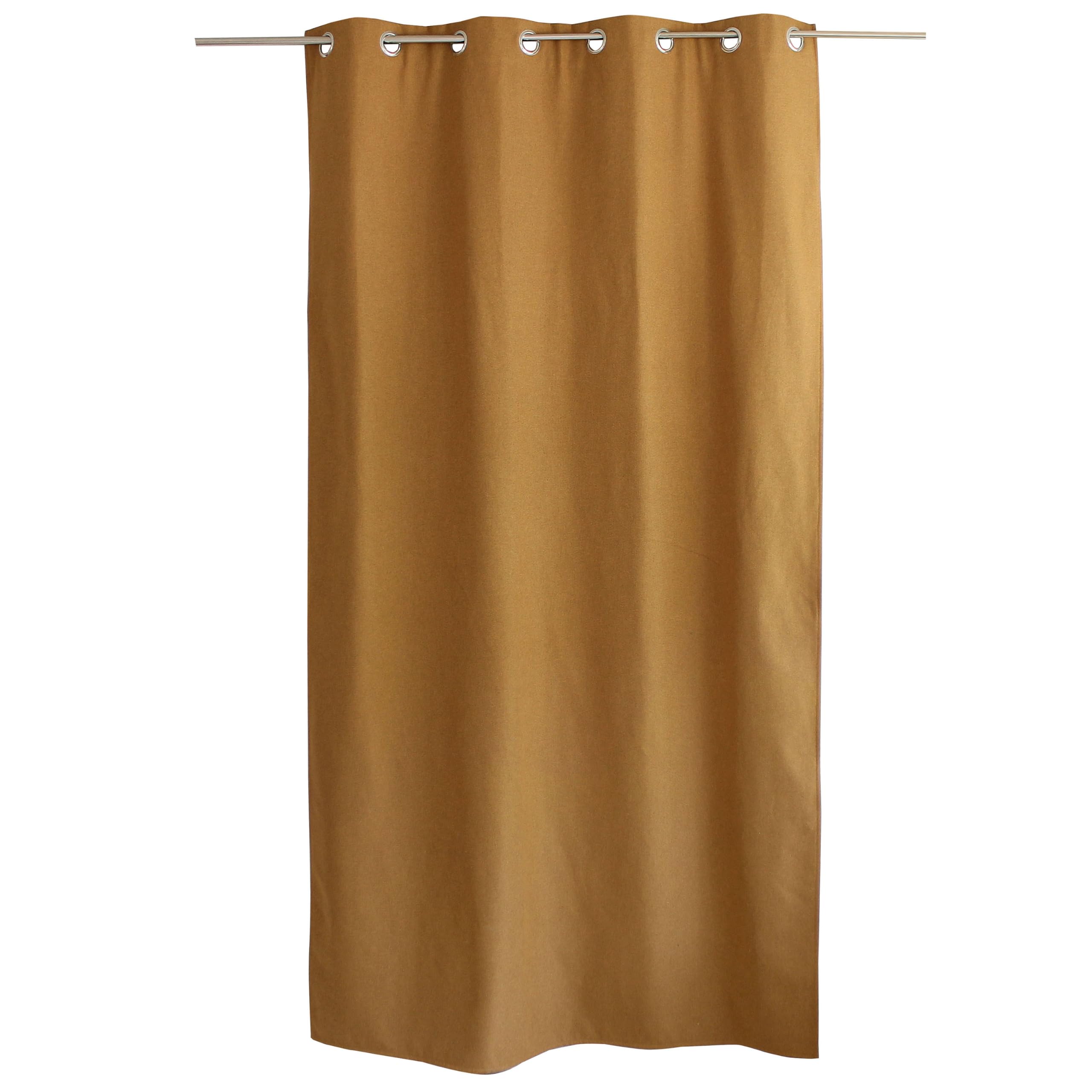 ED Enjoy Home Fjord Thermovorhang, 140 x 240 cm, Gelb | Ösenvorhang, Kälteschutz, Farbe meliert, Fleece-Futter, Schwarz, für Wohnzimmer, Esszimmer und Schlafzimmer