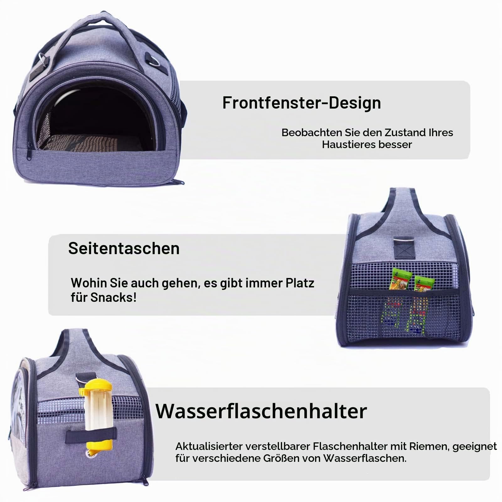 Meow&Woof Transportbox für Katze Kaninchen Transporttasche für kleine Haustiere Meerschweinchen Faltbare Haustier Tragetaschen Haustiertransportbox für Kätzchen, Welpen (xs, grau)