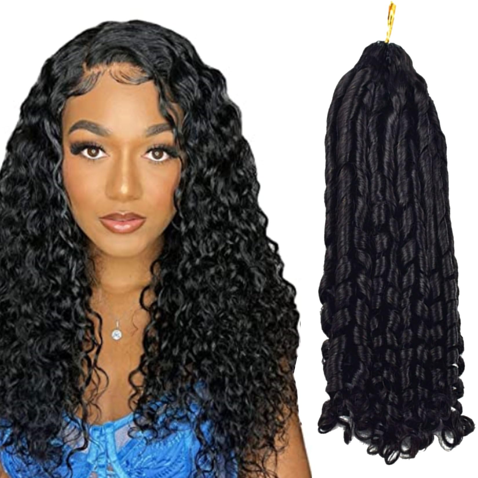 Extension per capelli umani intrecciati all'uncinetto pre-attorcigliati, ricci crespi, piuma senza nodi, pre-separati, capelli vergini intrecciati all'uncinetto per donne nere,16inch