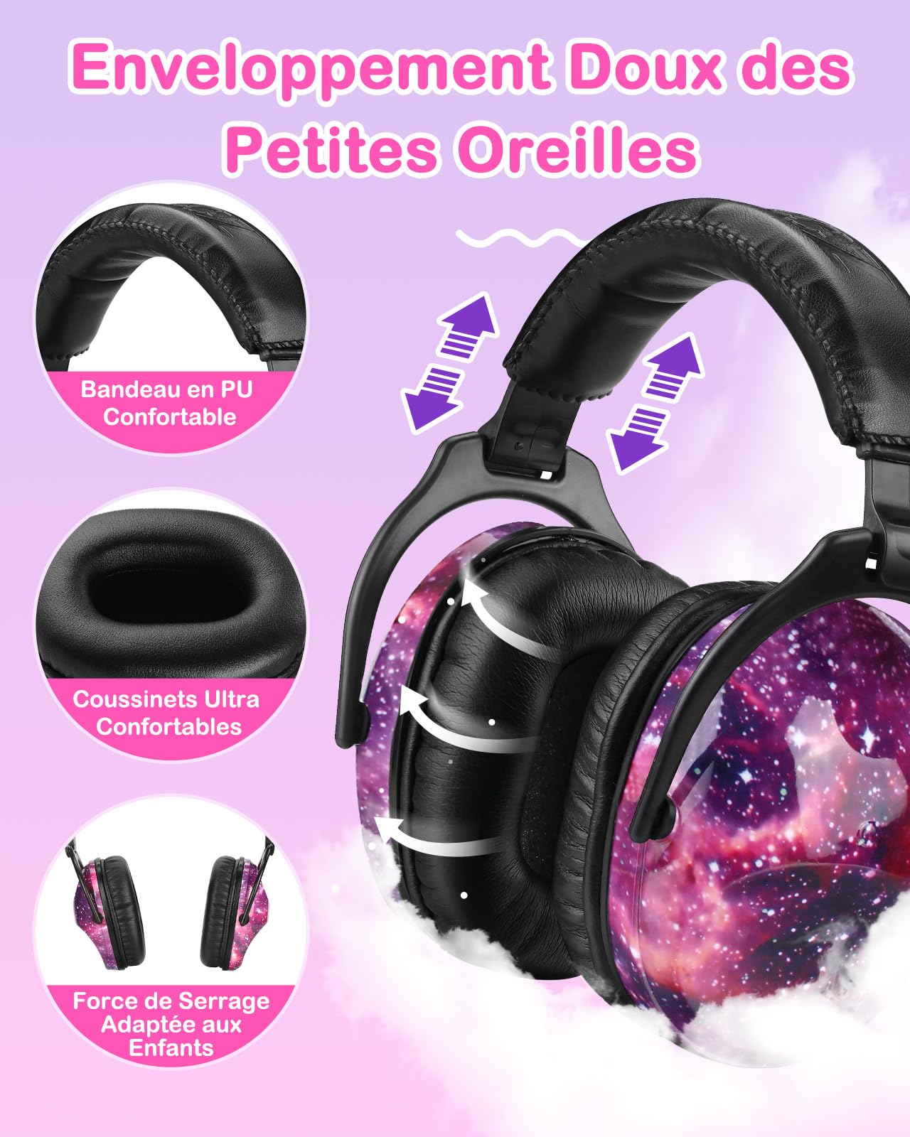 ZOHAN 030 Lot de 2 casques anti-bruit pour enfants, SNR 27 dB pour autisme, TDAH, feux d'artifice, concert