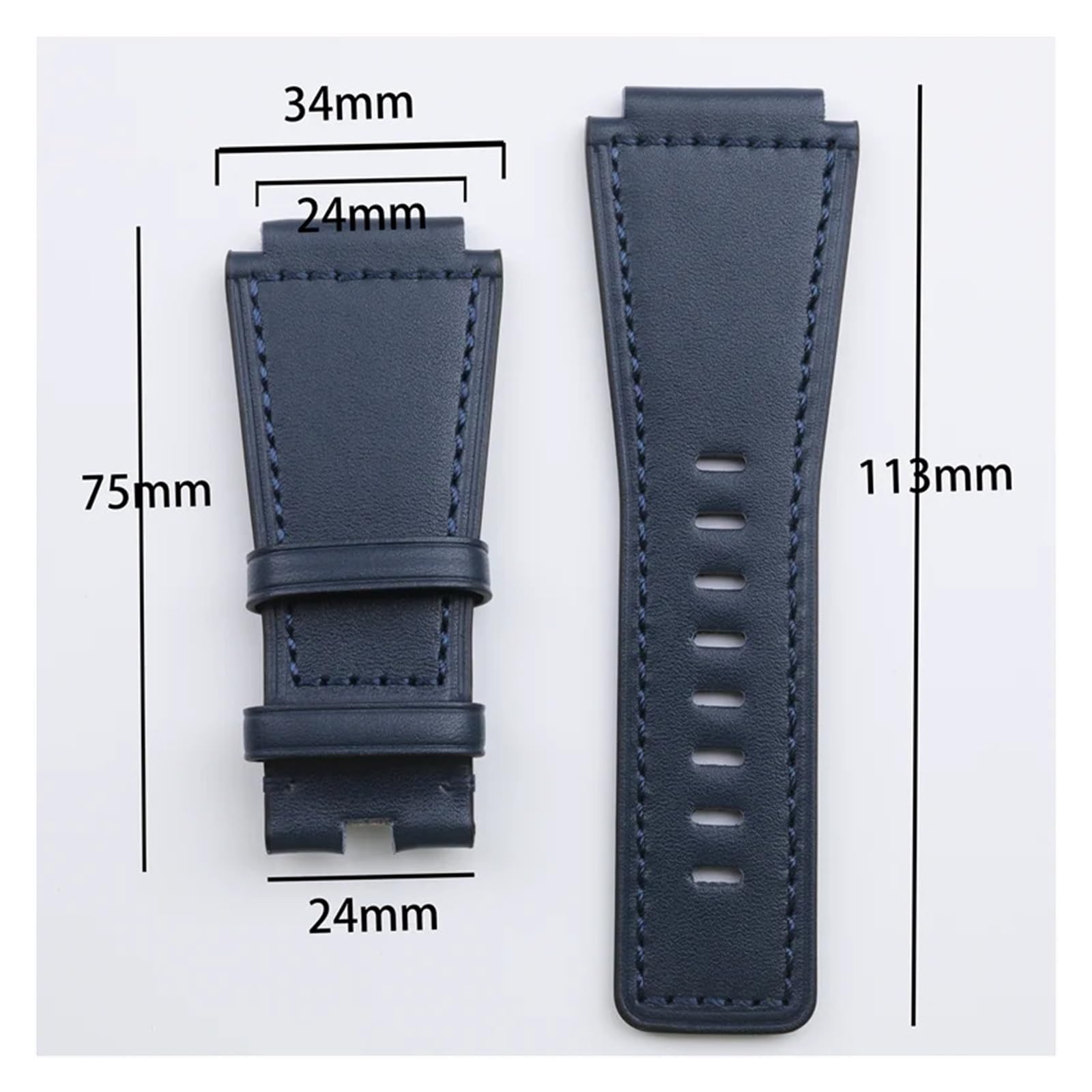 yingyingjia Cinturino In Pelle Di Vitello 24 Mm Compatibile Con BR01 BR03 Bracciale Cintura Ross Accessori Fibbia In Acciaio