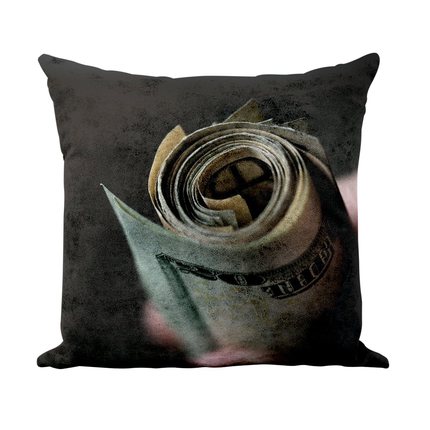 Coussin similicuir blanc au toucher cuir premium avec motif billets de 20 dollars